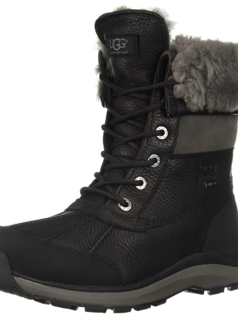 Like NEW UGG Adirondack Boot iii Black Winter Lace-Up Shearling-Trim Boot Size 7